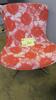 BERNHARDT DESIGN "VIKA" SWIVEL LOUNGE CHAIR, ORANGE AND WHITE FLOWER FABRIC, POLISHED BASE. VIKA IS A PERFECT PIECE FOR CREATING AN INTERESTING LANDSCAPE IN A ROOM. MSRP $3100 - 2