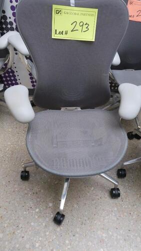 HERMAN MILLER "MIRA 2" PERFORMANCE WORK CHAIR, TILT LIMITER WITH SEAT ANGLE ADJUSTMENT, ADJUSTABLE ARMS, FLEXFRONT ADJUSTABLE DEPTH SEAT, BUTTERFLY SUSPENSION BACK, ADJUSTABLE LUMBAR SUPPORT, SEMI-POLISHED BASE WITH STUDIO WHITE FRAME, 2.5" STANDARD CASTE