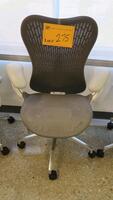 HERMAN MILLER "MIRA 2" PERFORMANCE WORK CHAIR, TILT LIMITER WITH SEAT ANGLE ADJUSTMENT, ADJUSTABLE ARMS, FLEXFRONT ADJUSTABLE DEPTH SEAT, BUTTERFLY SUSPENSION BACK, ADJUSTABLE LUMBAR SUPPORT, SEMI-POLISHED BASE WITH STUDIO WHITE FRAME, 2.5" STANDARD CASTE