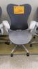 HERMAN MILLER "MIRA 2" PERFORMANCE WORK CHAIR, TILT LIMITER WITH SEAT ANGLE ADJUSTMENT, ADJUSTABLE ARMS, FLEXFRONT ADJUSTABLE DEPTH SEAT, BUTTERFLY SUSPENSION BACK, ADJUSTABLE LUMBAR SUPPORT, SEMI-POLISHED BASE WITH STUDIO WHITE FRAME, 2.5" STANDARD CASTE