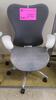 HERMAN MILLER "MIRA 2" PERFORMANCE WORK CHAIR, TILT LIMITER WITH SEAT ANGLE ADJUSTMENT, ADJUSTABLE ARMS, FLEXFRONT ADJUSTABLE DEPTH SEAT, BUTTERFLY SUSPENSION BACK, ADJUSTABLE LUMBAR SUPPORT, SEMI-POLISHED BASE WITH STUDIO WHITE FRAME, 2.5" STANDARD CASTE