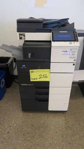KONICA MINOLTA BIZHUB C454E COPIER, S# A5C00111008163, HIGH-SPEED, HIGH-VOLUME 45 PPM PRINT/COPY OUTPUT IN BOTH COLOR AND B&W, STANDARD DUAL SCANNING HANDLES UP TO 160 ORIGINALS PER MINUTE, ENHANCED INFO-PALETTE DESIGN WITH MULTI-TOUCH INTERFACE FOR FAST