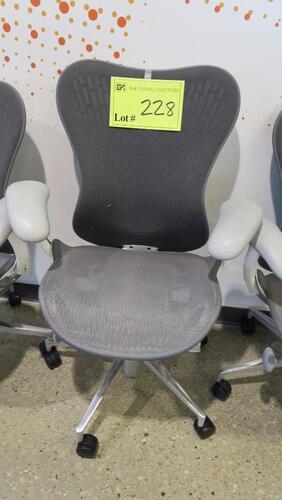 HERMAN MILLER "MIRA 2" PERFORMANCE WORK CHAIR, TILT LIMITER WITH SEAT ANGLE ADJUSTMENT, ADJUSTABLE ARMS, FLEXFRONT ADJUSTABLE DEPTH SEAT, BUTTERFLY SUSPENSION BACK, ADJUSTABLE LUMBAR SUPPORT, SEMI-POLISHED BASE WITH STUDIO WHITE FRAME, 2.5" STANDARD CASTE