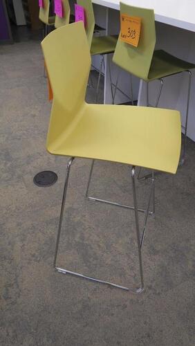 LOT OF 5, HIGHTOWER "FOUR CAST'2" HIGH CHAIR, 103CM, STACKABLE, CHROME FRAME, POLYMIDE SEAT, OLIVE. MSRP $308 EACH.