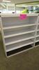 WHITE STEEL OPEN FACE STOREGE CABINET, FRONT AND BACK SHELF RAILS, FULLY ADJUSTABLE. W 48" X D 20" X H 56", CONFIGURED AS SHOWN. MSRP $750 EACH.