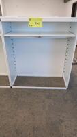 LOT OF 2, WHITE STEEL OPEN FACE STOREGE CABINET, FRONT AND BACK SHELF RAILS, FULLY ADJUSTABLE. W 48" X D 20" X H 56", CONFIGURED AS SHOWN. MSRP $750 EACH.