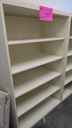 HERMAN MILLER "MERIDIAN" FREESTANDING BOOK CASE, 42" W X 68" H X 24" D, ALL STEEL, ADJUSTABLE SHELVES, WHITE, CONFIGURED AS SHOWN. MSRP $1043