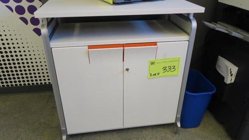 HERMAN MILLER "TENEO" SINGLE ISLAND 2 DOOR STORAGE CABINET WITH WORK SURFACE. MSRP $1500