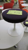 KNOLL "TULIP STOOL" DESIGNED BY EERO SAARINEN, PURPLE CATO FABRIC TOP, SHINY WHITE BASE. MSRP $1088