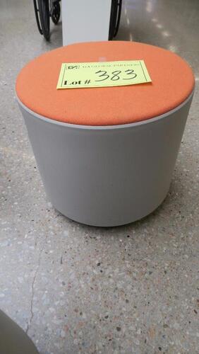 STEEL CASE TURNSTONE "BOUY" ACTIVE SITTING TASK CHAIR, HEIGHT ADJUSTABLE, GREY WITH ORANGE PADDED TOP. MSRP $251