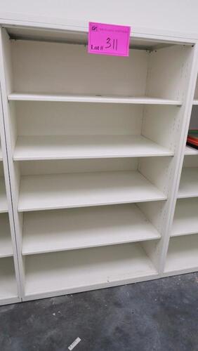 HERMAN MILLER "MERIDIAN" FREESTANDING BOOK CASE, 42" W X 68" H X 24" D, ALL STEEL, ADJUSTABLE SHELVES, WHITE, CONFIGURED AS SHOWN. MSRP $1043