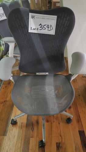 HERMAN MILLER "MIRA 2" PERFORMANCE WORK CHAIR, TILT LIMITER WITH SEAT ANGLE ADJUSTMENT, ADJUSTABLE ARMS, FLEXFRONT ADJUSTABLE DEPTH SEAT, BUTTERFLY SUSPENSION BACK, ADJUSTABLE LUMBAR SUPPORT, SEMI-POLISHED BASE WITH STUDIO WHITE FRAME, 2.5" STANDARD CASTE