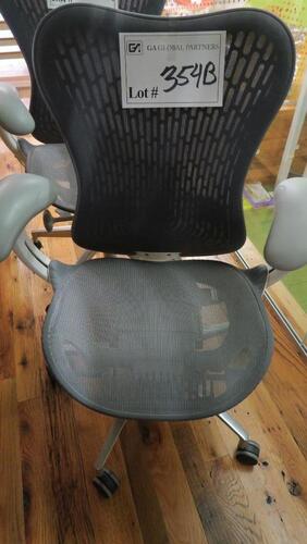 HERMAN MILLER "MIRA 2" PERFORMANCE WORK CHAIR, TILT LIMITER WITH SEAT ANGLE ADJUSTMENT, ADJUSTABLE ARMS, FLEXFRONT ADJUSTABLE DEPTH SEAT, BUTTERFLY SUSPENSION BACK, ADJUSTABLE LUMBAR SUPPORT, SEMI-POLISHED BASE WITH STUDIO WHITE FRAME, 2.5" STANDARD CASTE