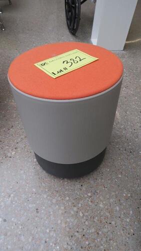 STEEL CASE TURNSTONE "BOUY" ACTIVE SITTING TASK CHAIR, HEIGHT ADJUSTABLE, GREY WITH ORANGE PADDED TOP. MSRP $251