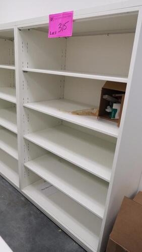 HERMAN MILLER "MERIDIAN" FREESTANDING BOOK CASE, 42" W X 68" H X 24" D, ALL STEEL, ADJUSTABLE SHELVES, WHITE, CONFIGURED AS SHOWN. MSRP $1043