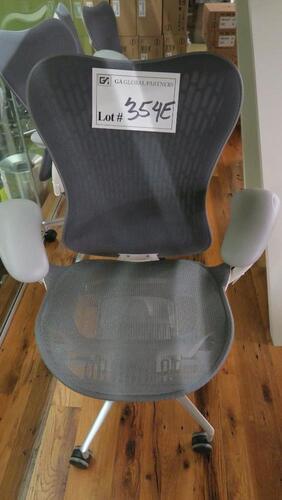HERMAN MILLER "MIRA 2" PERFORMANCE WORK CHAIR, TILT LIMITER WITH SEAT ANGLE ADJUSTMENT, ADJUSTABLE ARMS, FLEXFRONT ADJUSTABLE DEPTH SEAT, BUTTERFLY SUSPENSION BACK, ADJUSTABLE LUMBAR SUPPORT, SEMI-POLISHED BASE WITH STUDIO WHITE FRAME, 2.5" STANDARD CASTE