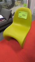 VITRA "PANTON" CHAIR, CHARTREUSE. THE PANTON CHAIR IS A CLASSIC IN THE HISTORY OF FURNITURE DESIGN. CONCEIVED BY VERNER PANTON IN 1960, THE CHAIR WAS DEVELOPED FOR SERIAL PRODUCTION IN COLLABORATION WITH VITRA (1967). MSRP $310