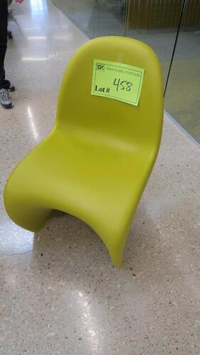 VITRA "PANTON" CHAIR, CHARTREUSE. THE PANTON CHAIR IS A CLASSIC IN THE HISTORY OF FURNITURE DESIGN. CONCEIVED BY VERNER PANTON IN 1960, THE CHAIR WAS DEVELOPED FOR SERIAL PRODUCTION IN COLLABORATION WITH VITRA (1967). MSRP $310