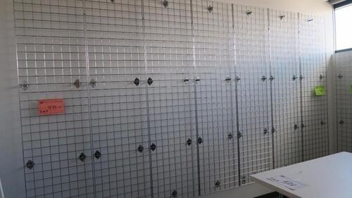 LOT OF 7, CHROME GRID WALL WIRE PANEL, 24" X 96". INCLUDES RELATIVE WALL BRACKETS. MSRP $41