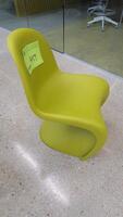 VITRA "PANTON" CHAIR, CHARTREUSE. THE PANTON CHAIR IS A CLASSIC IN THE HISTORY OF FURNITURE DESIGN. CONCEIVED BY VERNER PANTON IN 1960, THE CHAIR WAS DEVELOPED FOR SERIAL PRODUCTION IN COLLABORATION WITH VITRA (1967). MSRP $310