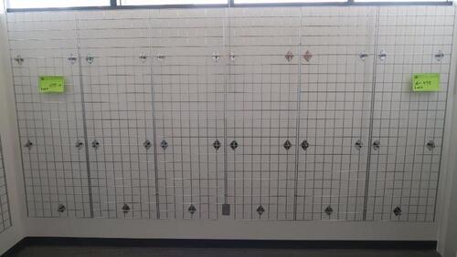LOT OF 6, CHROME GRID WALL WIRE PANEL, 24" X 72". INCLUDES RELATIVE WALL BRACKETS. MSRP $41