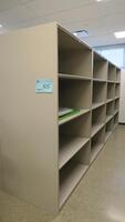 RUN OF 4 SECTIONS, STEEL STOCKROOM SHELVING, EACH UNIT IS 48" WIDE X 36" DEEP X 84" TALL, SOLD BY THE RUN. MSRP $675 EACH SECTION.
