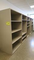 RUN OF 5 SECTIONS, STEEL STOCKROOM SHELVING, EACH UNIT IS 48" WIDE X 36" DEEP X 84" TALL, SOLD BY THE RUN. MSRP $675 EACH SECTION.