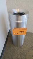 GLARO "NEW YORKER" SATIN ALUMINUM TRASH CAN, F1232SA, 32" X 12", FUNNEL TOP, 12 GALLON. MSRP $267