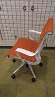 LOT OF 4, HERMAN MILLER "SETU" CHAIR, 5 STAR BASE WITH CASTERS, RIBBON ARMS, STUDIO WHITE FRAME, SEMI POLISHED BASE, CARPET CASTERS, COPPER DIVINA FABRIC SEAT AND BACK. MSRP $1000