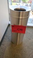 GLARO "NEW YORKER" SATIN ALUMINUM TRASH CAN, F1232SA, 32" X 12", FUNNEL TOP, 12 GALLON. MSRP $267