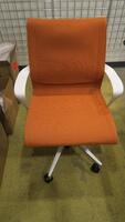 LOT OF 4, HERMAN MILLER "SETU" CHAIR, 5 STAR BASE WITH CASTERS, RIBBON ARMS, STUDIO WHITE FRAME, SEMI POLISHED BASE, CARPET CASTERS, COPPER DIVINA FABRIC SEAT AND BACK. MSRP $1000