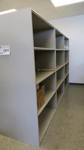RUN OF 3 SECTIONS, STEEL STOCKROOM SHELVING, EACH UNIT IS 48" WIDE X 36" DEEP X 84" TALL, SOLD BY THE RUN. MSRP $675 EACH SECTION.