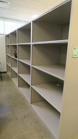 RUN OF 4 SECTIONS, STEEL STOCKROOM SHELVING, EACH UNIT IS 48" WIDE X 36" DEEP X 84" TALL, SOLD BY THE RUN. MSRP $675 EACH SECTION.