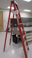WHITE METAL FIBERGLASS STEP LADDER, 8", MODEL 04008, TYPE 1A, DELAYED PICK UNTIL AFTER JULY 25TH.