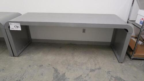 METAL TABLE, 30" W X 96" L X 34" T, RONDED ENDS. MSRP $