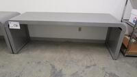 METAL TABLE, 30" W X 96" L X 34" T, RONDED ENDS. MSRP $