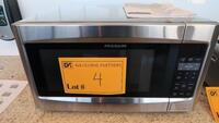 FRIGIDAIRE STAINLESS STEEL COMMERCIAL MICROWAVE OVEN, MODEL FFCE2278 LS, DIGITAL PROGRAMMABLE KEY PAD, TURNTABLE, 120 Vac, 1200 WATTS, 24" W X 13 7/8 H X 21 3/8 D. MSRP $219