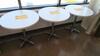 LOT OF 3, CAFE TABLE, ROUND TOP, 28" DIAMETER, WHITE LAMINATE, 28 1/2" TALL, POLISHED BASE. MSRP $300 EACH. - 2