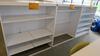 LOT OF 3, WHITE STEEL OPEN FACE STOREGE CABINET, FRONT AND BACK SHELF RAILS, FULLY ADJUSTABLE. W 48" X D 20" X H 56", CONFIGURED AS SHOWN. MSRP $750 EACH.