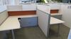 LOT OF 4 ARRANGED HIVE STYLE, HERMAN MILLER "CANVAS OFFICE LANDSCAPE" CUBICLES, BASIC CONFIGURATION AS FOLLOWS: 6' X 6' FOOTPRINT EACH, FT110 FRAMES, FT117 ARCHITECTURAL FEET, FT160 FINISHED ENDS, FT114 FRAME TOP SCREENS, FT128 CONNECTORS, FT380 FRAME TIL - 2