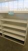 WHITE STEEL OPEN FACE STOREGE CABINET, FRONT AND BACK SHELF RAILS, FULLY ADJUSTABLE. W 48" X D 20" X H 56", CONFIGURED AS SHOWN. MSRP $750