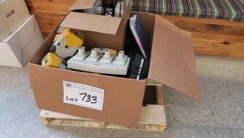 LOT, MISC MONARH PAXAR 9450IP PRINTERS, BATTERY CHARGERS.