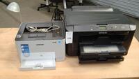 Epson workforce WF-110 printer, Samsung Xpress 410W Printer (2) desk lamps