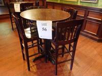 36" X 42" BAR HEIGHT TABLE WITH 4 STOOLS (TILTED KILT RESTAURANT)