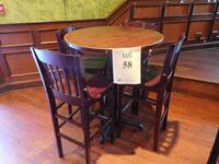 36" X 42" BAR HEIGHT TABLE WITH 4 STOOLS (TILTED KILT RESTAURANT)