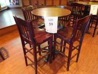 30" X 42" BAR HEIGHT TABLE WITH 4 STOOLS (TILTED KILT RESTAURANT)