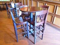 30" X 42" BAR HEIGHT TABLE WITH 4 STOOLS (TILTED KILT RESTAURANT)