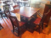 36" SQUARE DINING TABLE WITH 4 CHAIRS (TILTED KILT RESTAURANT)