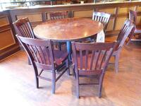 48" ROUND DINING TABLE WITH 6 CHAIRS (TILTED KILT RESTAURANT)