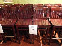 (6) BAR HEIGHT WOOD STOOLS (FLOOR TO SEAT 30"/ FLOOR TO HIGHEST POINT 44") (TILTED KILT RESTAURANT)